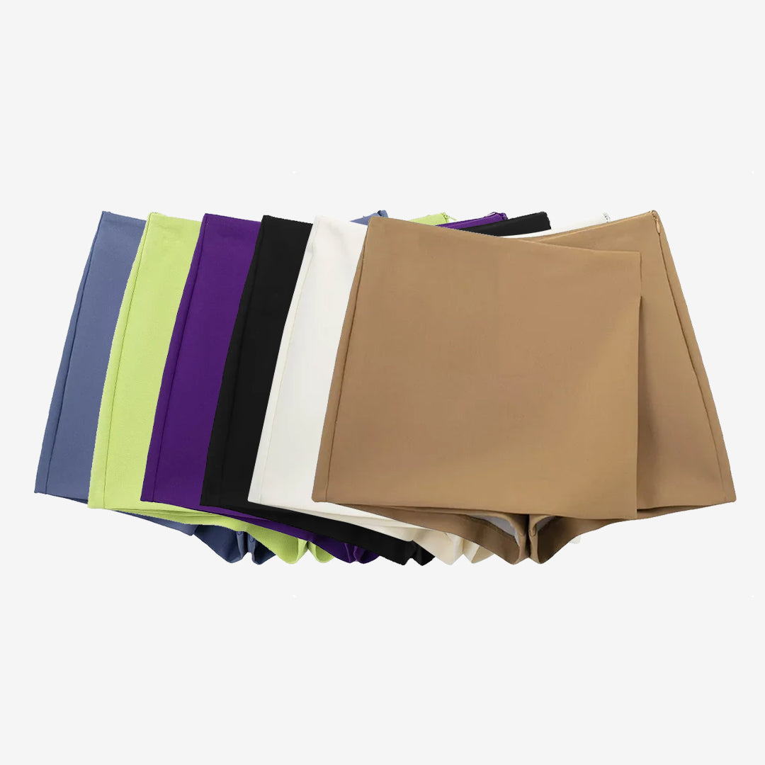 アシンメトリースコート ハイウエスト サイドジッパー