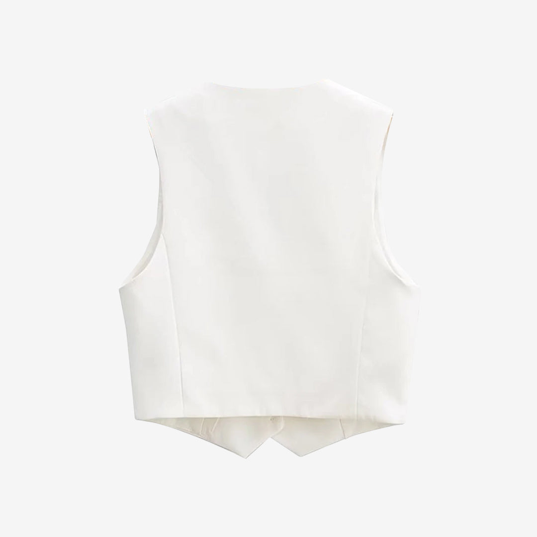 フロントボタン クロップド丈 ウエストコート ヴィンテージ Vネック