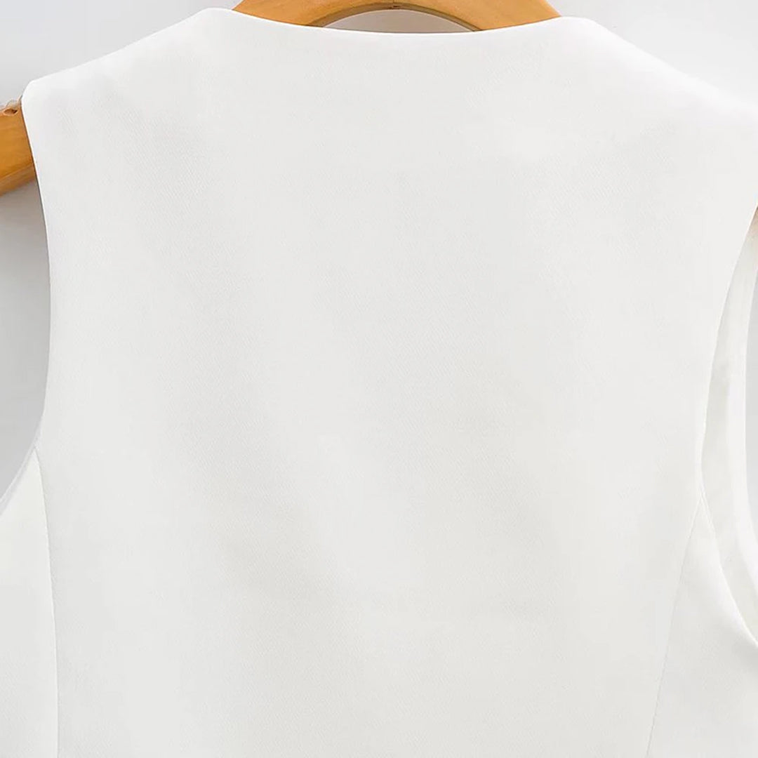 フロントボタン クロップド丈 ウエストコート ヴィンテージ Vネック