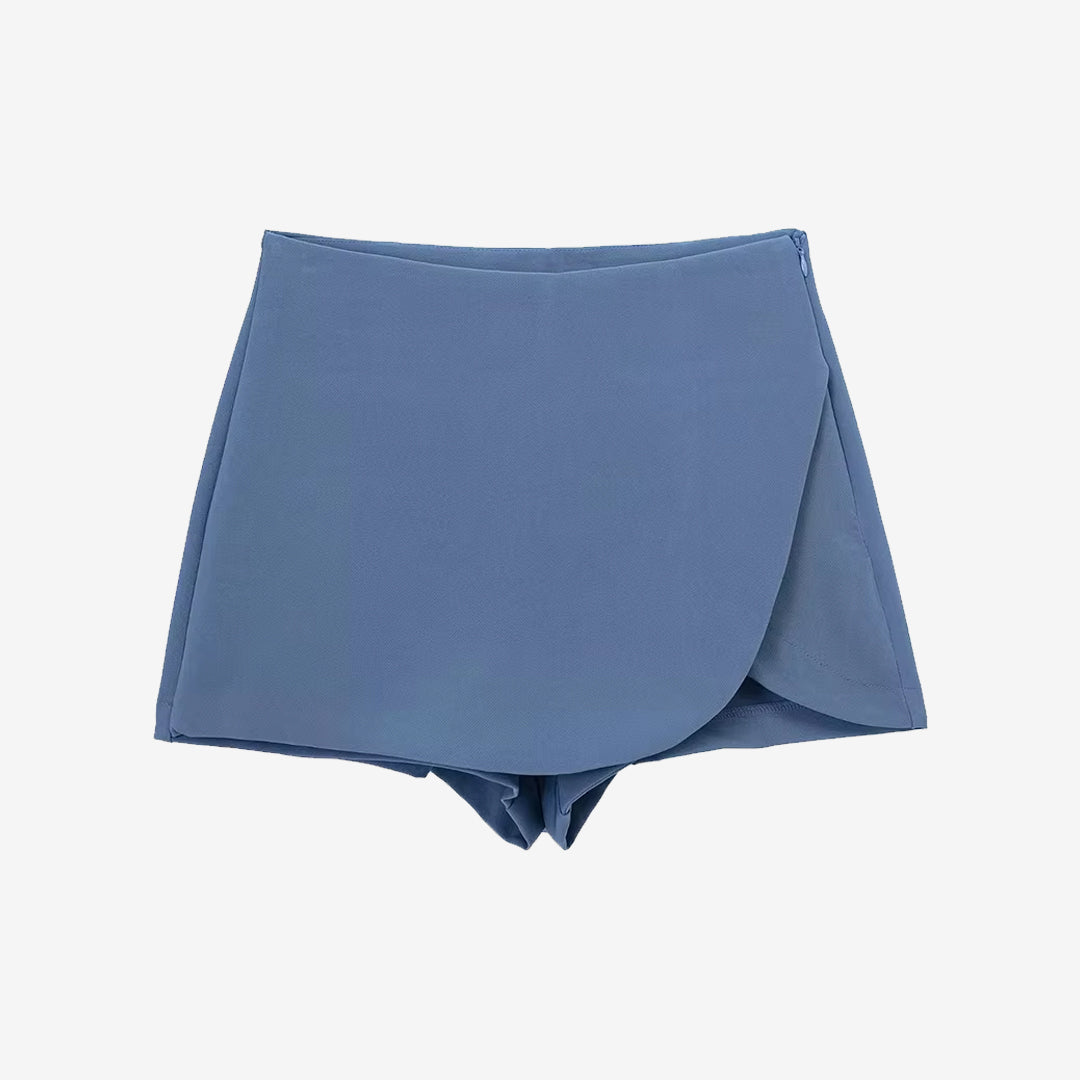 サイドジッパー付きハイウエストスコート