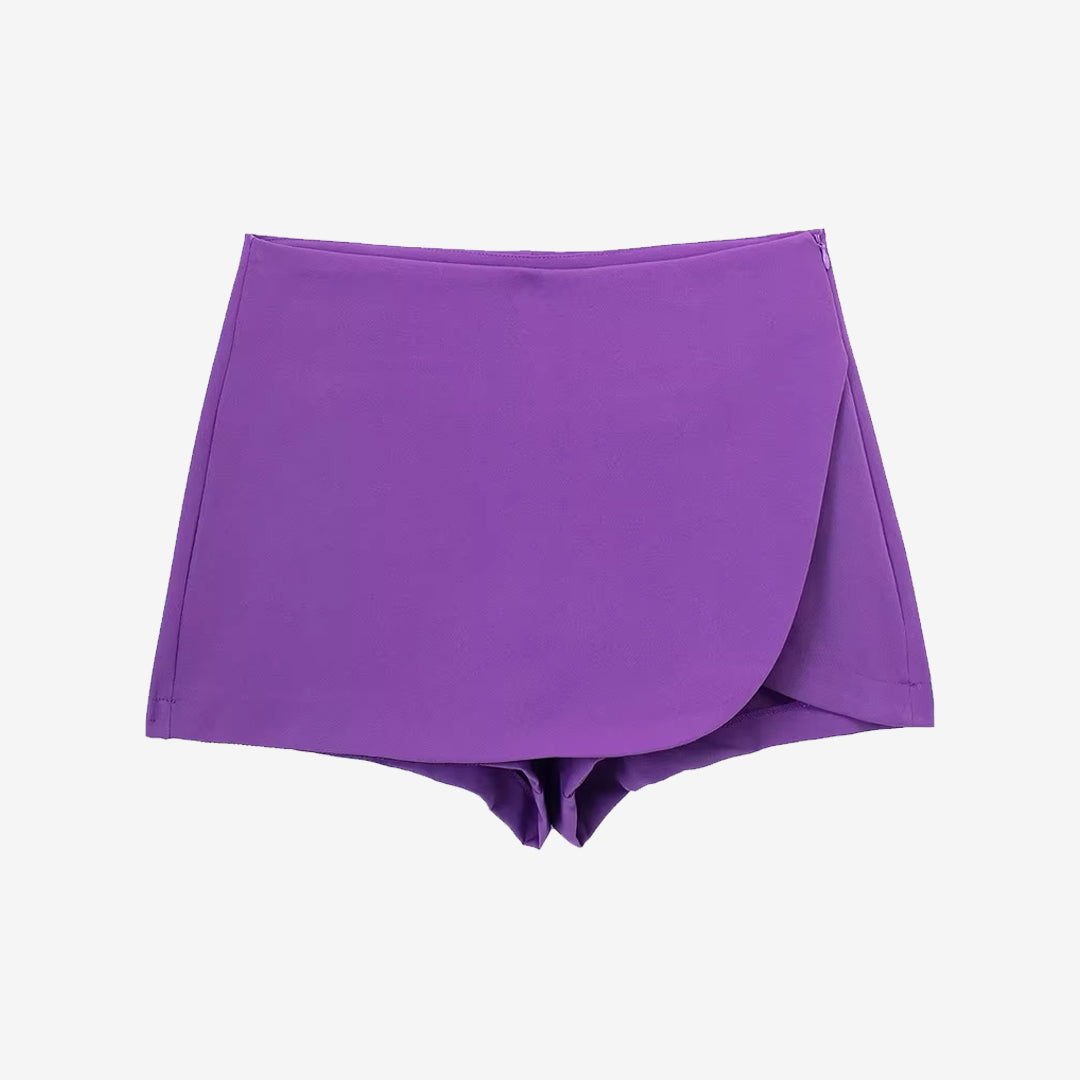 サイドジッパー付きハイウエストスコート