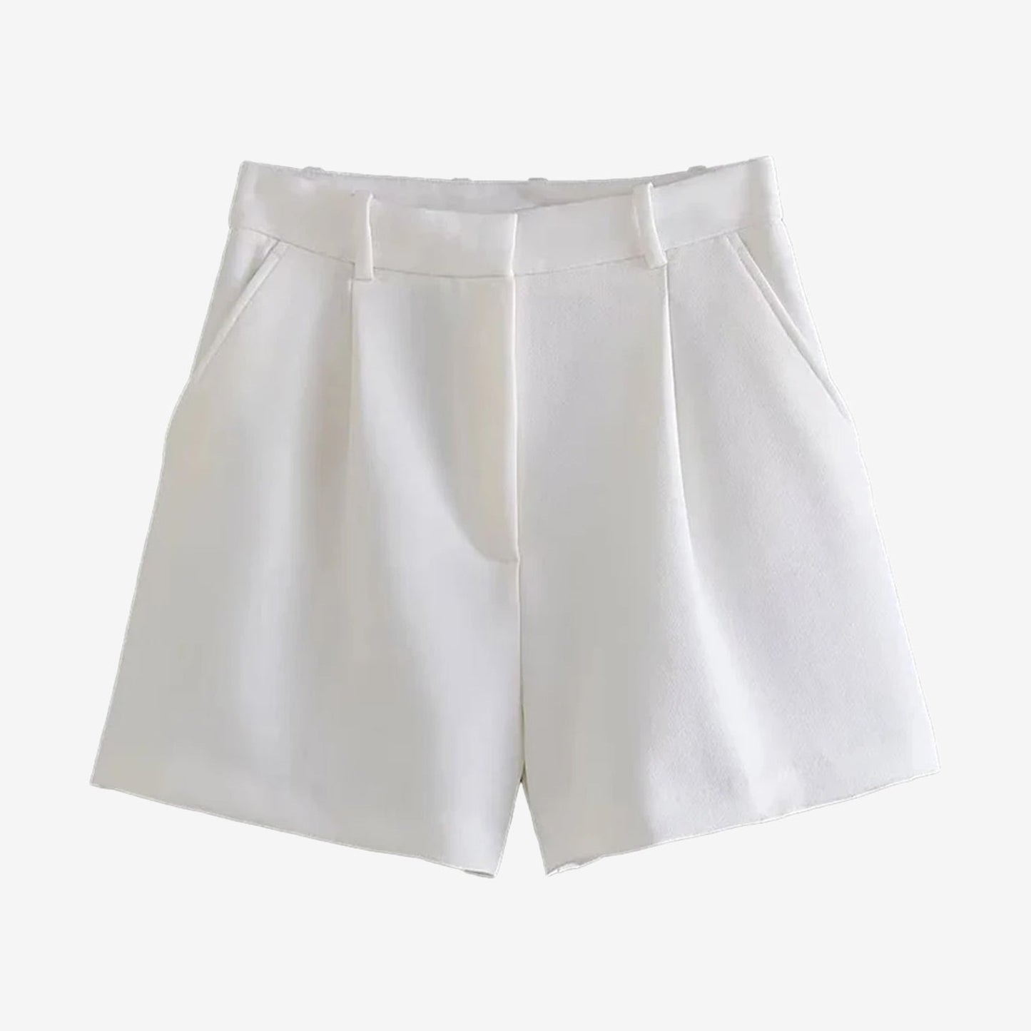 サイドポケット付きレディースハイウエストバミューダショーツ