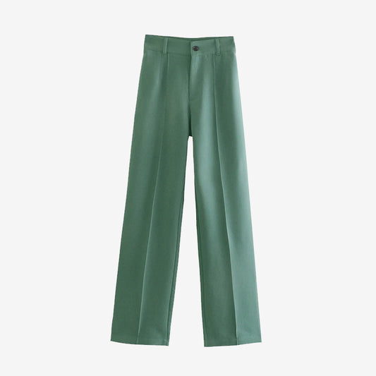 High Waist Straight Trousers Zipper Fly