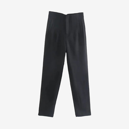 High Waist Trousers with Seam Detail and Zipper Fly