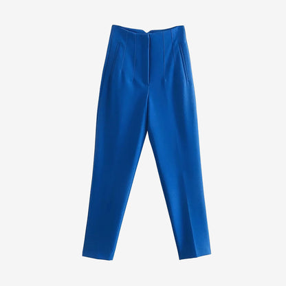 High Waist Trousers with Seam Detail and Zipper Fly