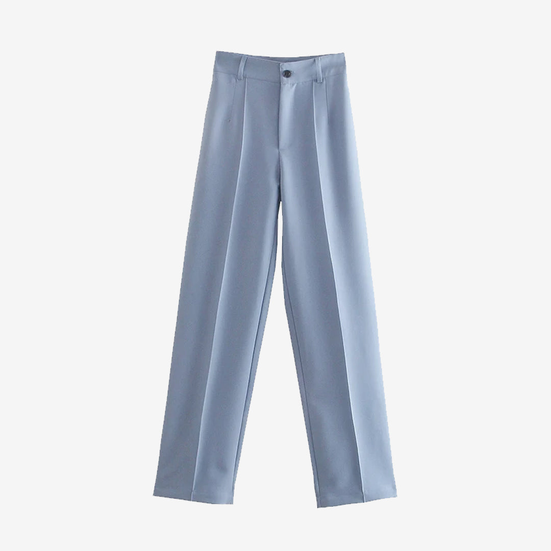 High Waist Straight Trousers Zipper Fly