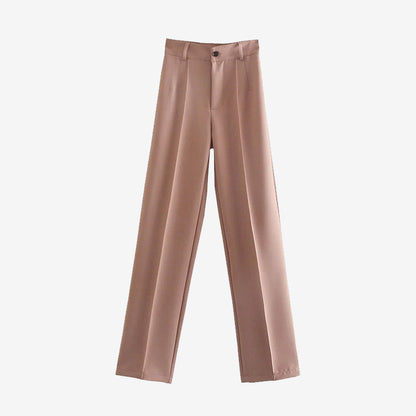 High Waist Straight Trousers Zipper Fly