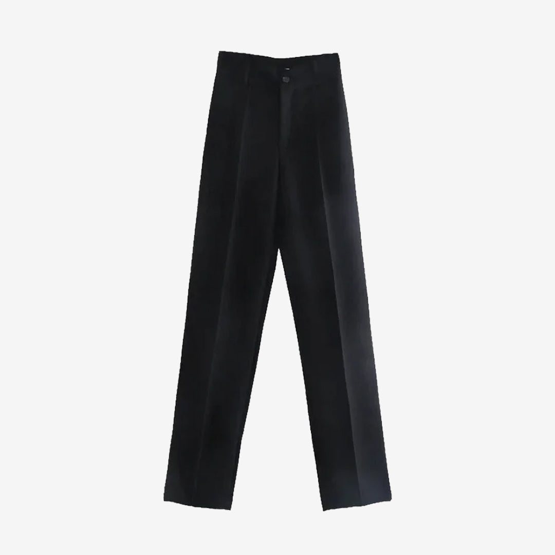 High Waist Straight Trousers Zipper Fly