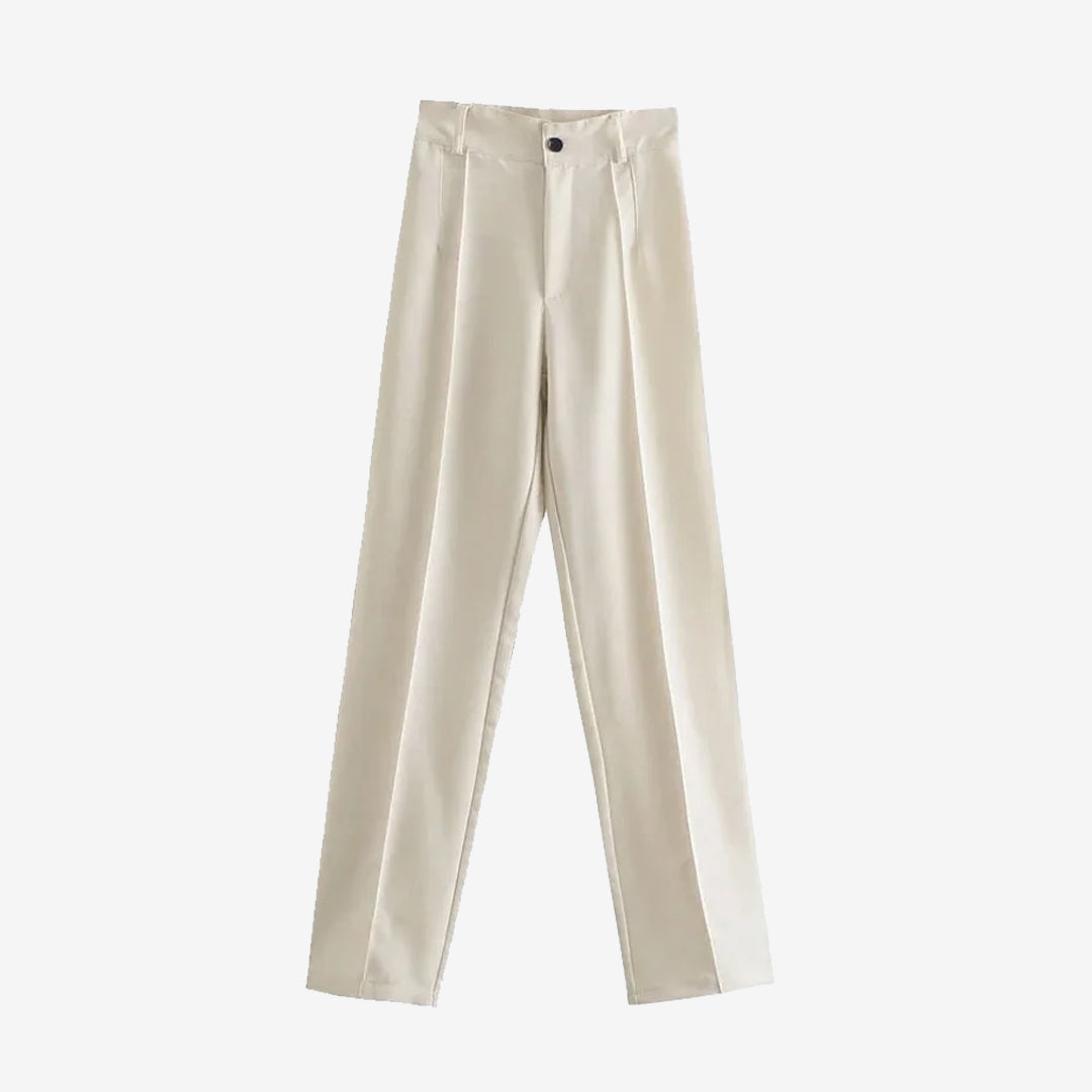 High Waist Straight Trousers Zipper Fly