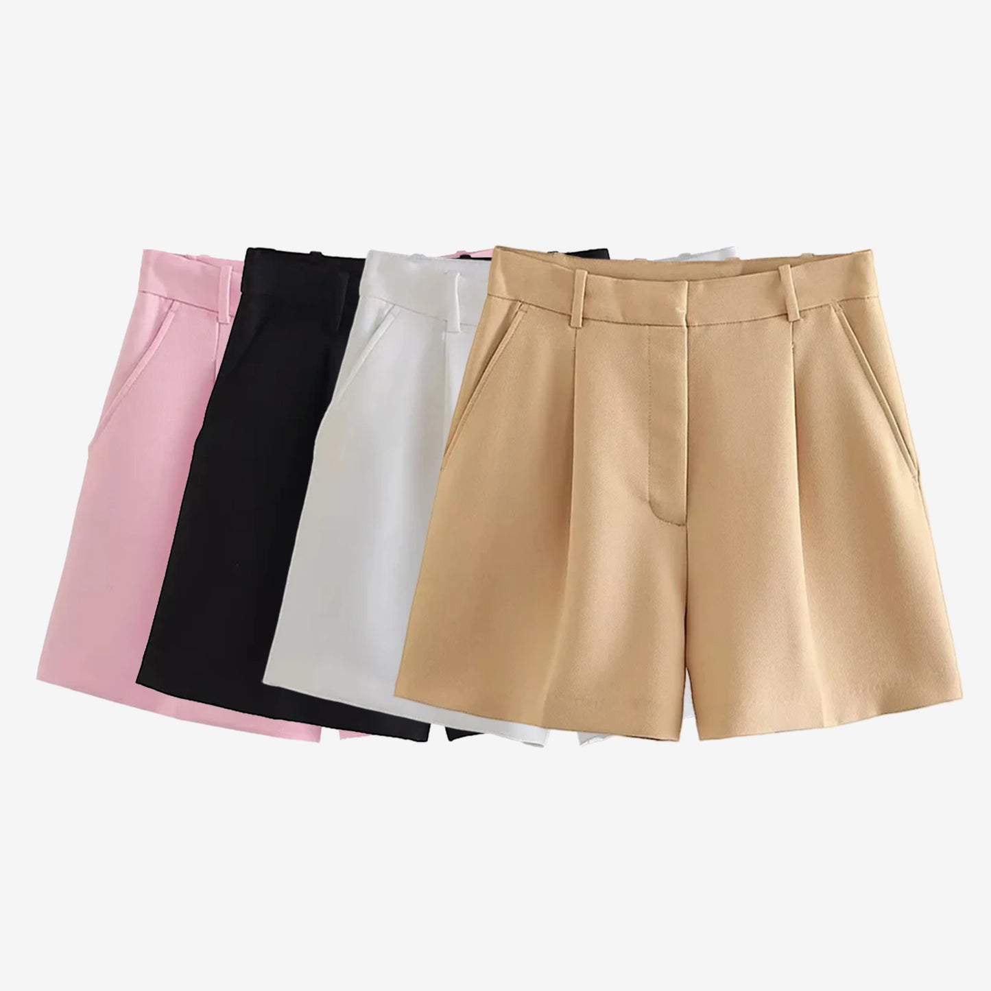 Women’s High Waist Bermuda Shorts with Side Pockets