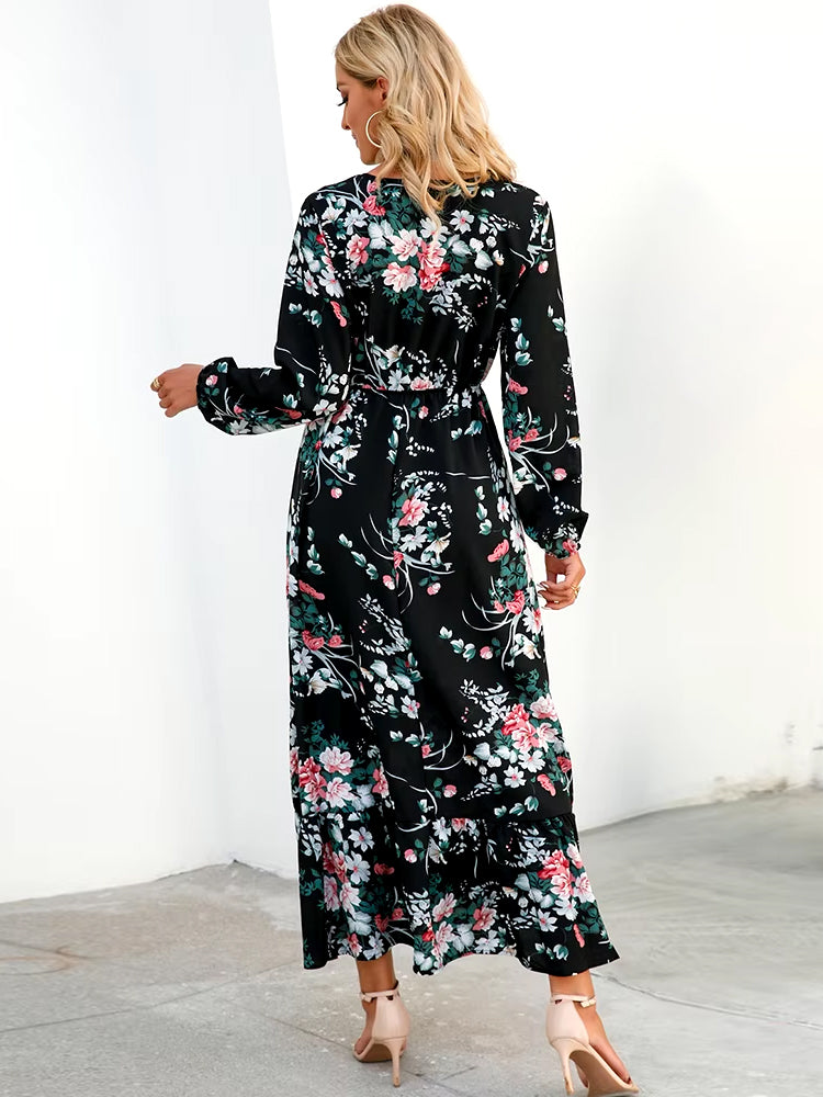 Olivia Dress Long Sleeve High Waist Chiffon Floral