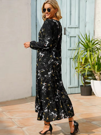 Olivia Dress Long Sleeve High Waist Chiffon Floral