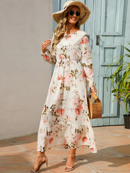 Olivia Dress Long Sleeve High Waist Chiffon Floral