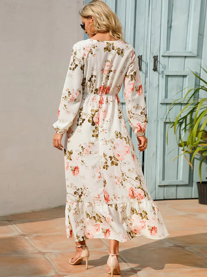 Olivia Dress Long Sleeve High Waist Chiffon Floral