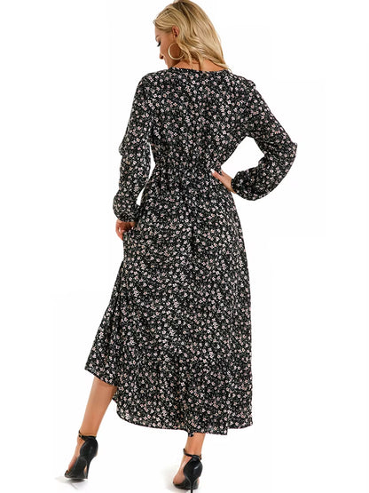 Olivia Dress Long Sleeve High Waist Chiffon Floral