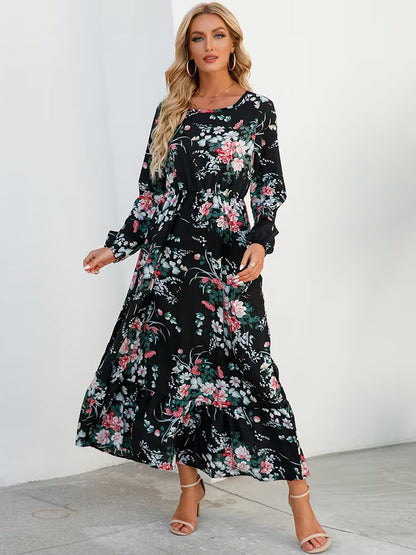 Olivia Dress Long Sleeve High Waist Chiffon Floral