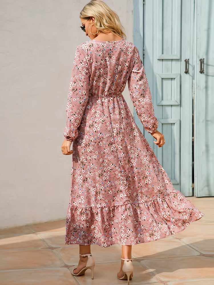 Olivia Dress Long Sleeve High Waist Chiffon Floral